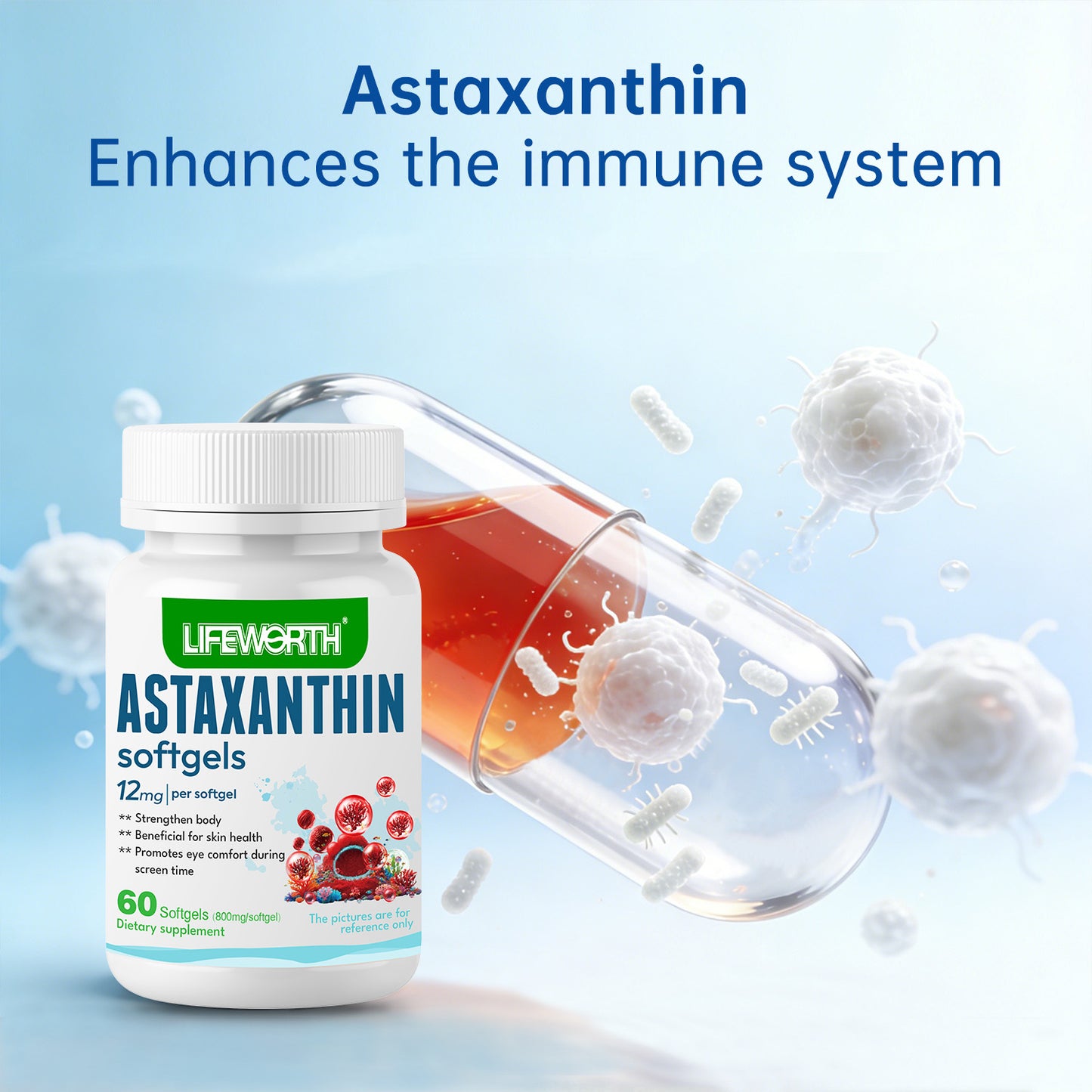 LIFEWORTH Astaxanthin supplements Astaxanthin 12mg -Triple Strength